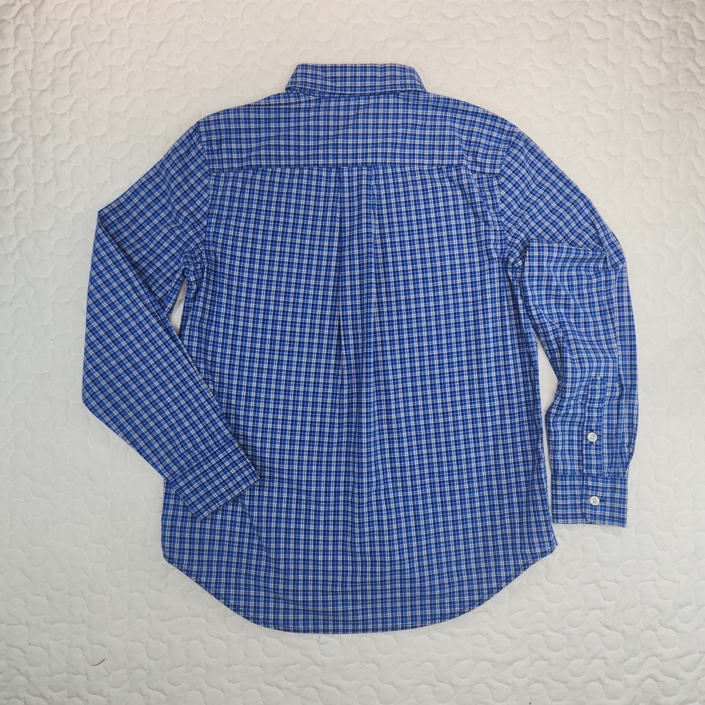 NEW Ralph Lauren BOYS Plaid Stretch Cotton Button Up Down Shirt Blue M 10 12 L/S - Picture 5 of 8